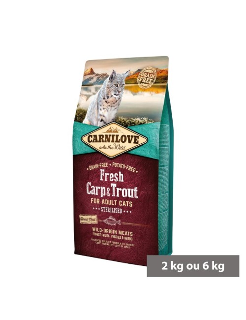 Croquettes Chat Carp & Trout (carpe et truite) sans céréales Carnilove Fresh