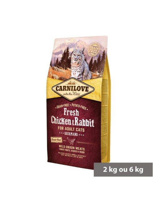 Croquettes Chat Chicken & Rabbit (poulet et lapin) sans céréales Carnilove Fresh