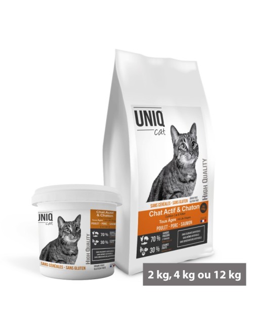Croquettes sans céréales - Chat stérilisé actif & chaton UNIQ Cat