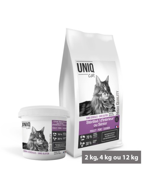 Croquettes sans céréales - Chat stérilisé d'intérieur UNIQ Cat