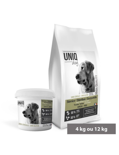 Croquettes sans céréales - Chien sénior et light UNIQ Dog